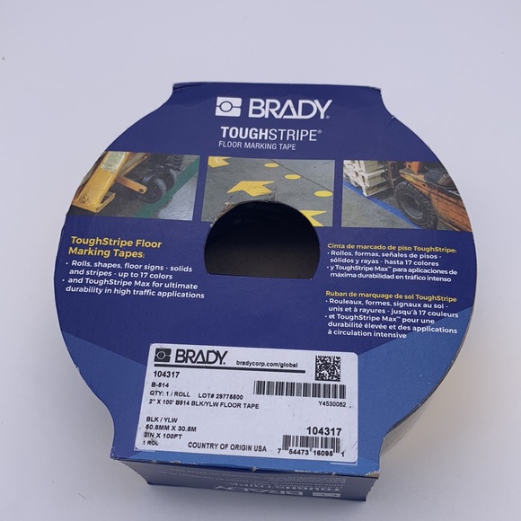 Brady Floor Marking Tape General Purpose, Striped, Black/Yellow NEW!! - Picture 3 of 10